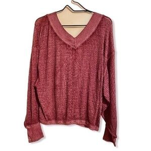 We the Free burgundy v-neck pullover top
